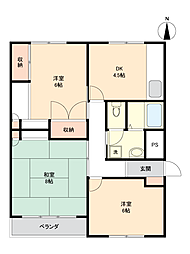 本庄マンション南棟 2LDKの間取図画像