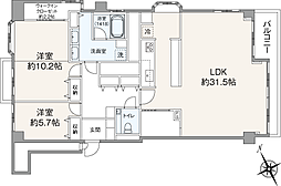 有栖川ナショナルコート 2SLDKの間取図画像