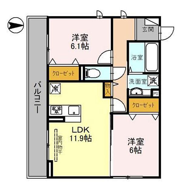 ブレグレース 205｜群馬県前橋市元総社町(賃貸アパート2LDK・2階・58.67㎡)の写真 その2