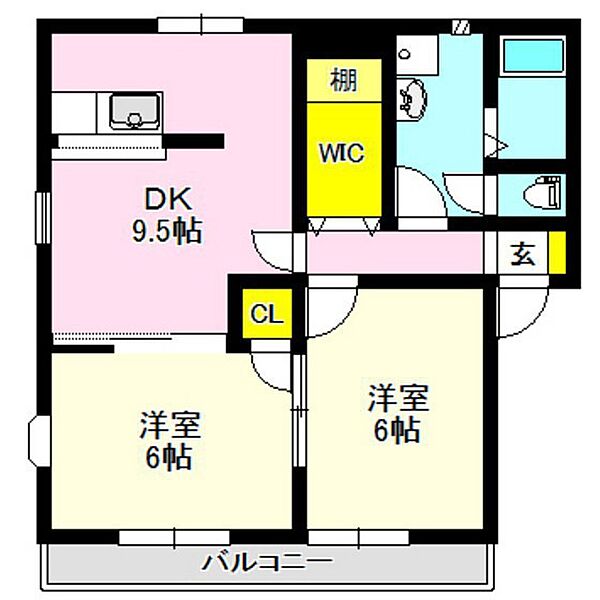 フローラルＡＢ A205｜群馬県前橋市西片貝町2丁目(賃貸アパート2DK・2階・51.15㎡)の写真 その2