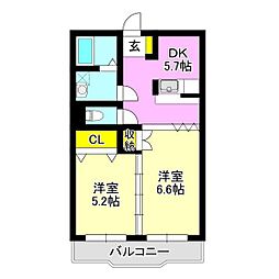 イノマンション2 2DKの間取図画像