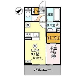 Ｌａ　Ｍａｉｓｏｎ　本町 2階1LDKの間取り