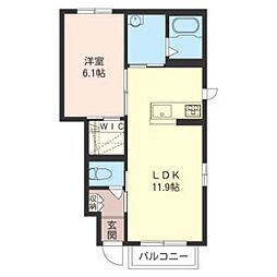 スクイムタウンＣ 1階1LDKの間取り