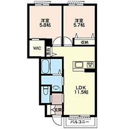 マルシェ　Ｃ 1階2LDKの間取り