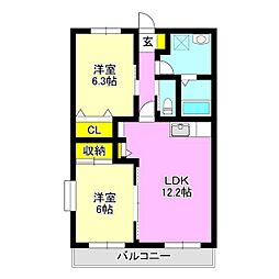 井野マンション 2LDKの間取図画像