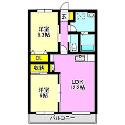 井野マンション 2LDKの間取図画像