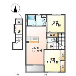 ユニヴァリィサニーコート 2LDKの間取図画像