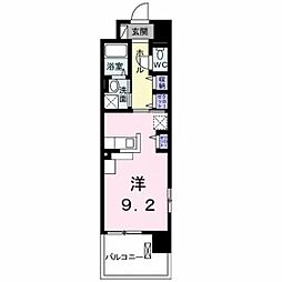 オーシャンスカイ ワンルームの間取図画像