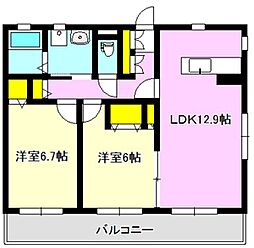 フィオーレ 2LDKの間取図画像