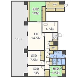 スマートタワー山鼻中央 2階4LDKの間取り