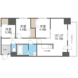 コートロティＳ１５ 8階3LDKの間取り