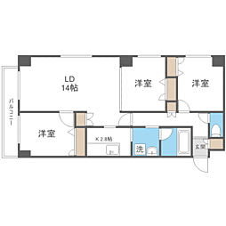 COMFORIA北三条 3LDKの間取図画像