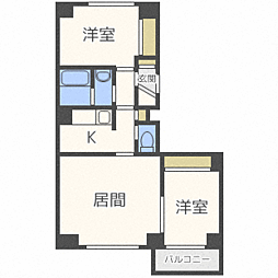 グランメールアサヒ2 2LDKの間取図画像