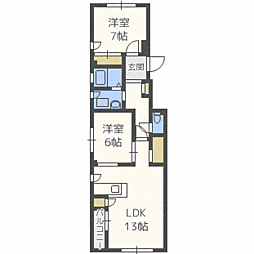 さくら月寒西 2LDKの間取図画像