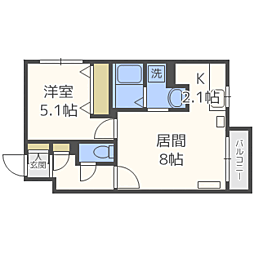 グランメールメイビス 1LDKの間取図画像
