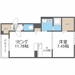 ヴィーゼエルムキャステール 1LDKの間取図画像