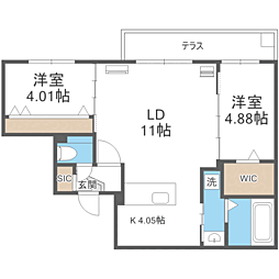 RD GRACE新札幌 2LDKの間取図画像