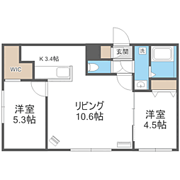 札幌市西区発寒十一条3丁目マンション 2LDKの間取図画像