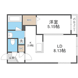 札幌市白石区菊水五条2丁目マンション 1LDKの間取図画像