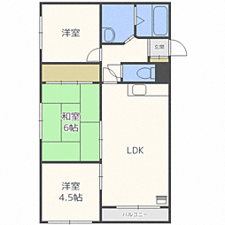クチュール新川 3LDKの間取図画像