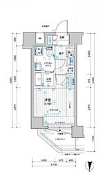 メインステージ千住中居町 1Kの間取図画像