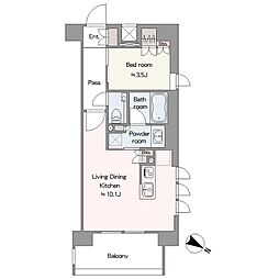 リストレジデンス洗足池 1LDKの間取図画像