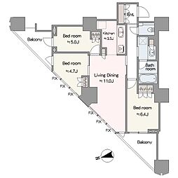 富久クロスコンフォートタワー 3LDKの間取図画像