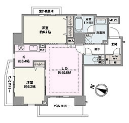 クリオ南小岩 2LDKの間取図画像