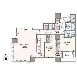 ドゥ・トゥールWEST棟 2LDKの間取図画像