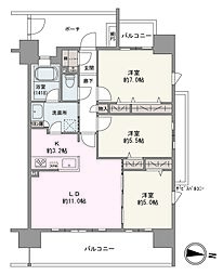 クリオ新小岩ウエストテラス 3LDKの間取図画像