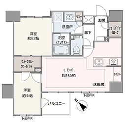 クリオ府中ブライトマークス 2LDKの間取図画像