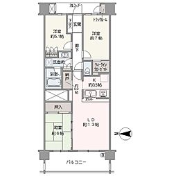 桜堤庭園フェイシアウエストコートW棟 3LDKの間取図画像