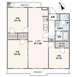厚木岡田団地4号棟 3LDKの間取図画像