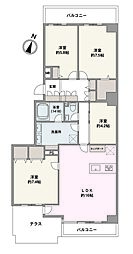 セソール川崎京町ハイライズフォースピア 4LDKの間取図画像