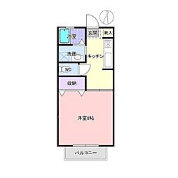 ドルフ尾崎台B棟 1Kの間取図画像