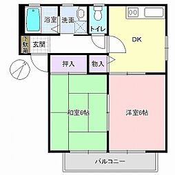 メインストリート壱番館 2DKの間取図画像