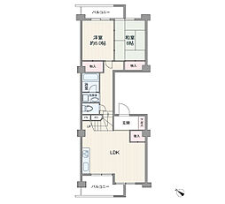 中富住宅B棟 2LDKの間取図画像