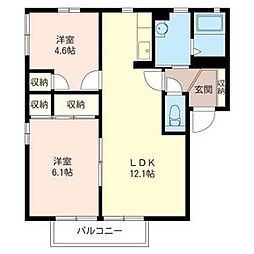 サニーホームズ根岸Ｄ 2階2LDKの間取り