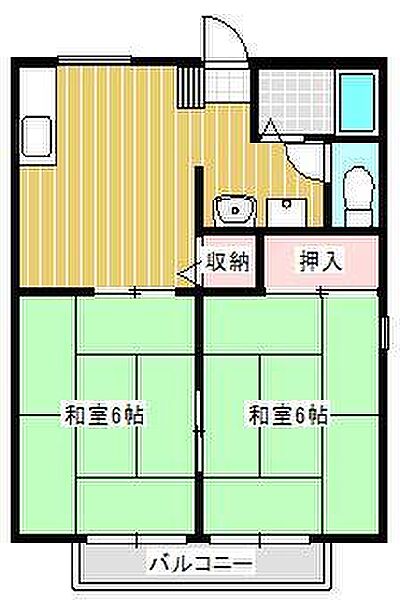 グランデュール 201｜栃木県足利市山川町(賃貸アパート2DK・2階・40.92㎡)の写真 その2
