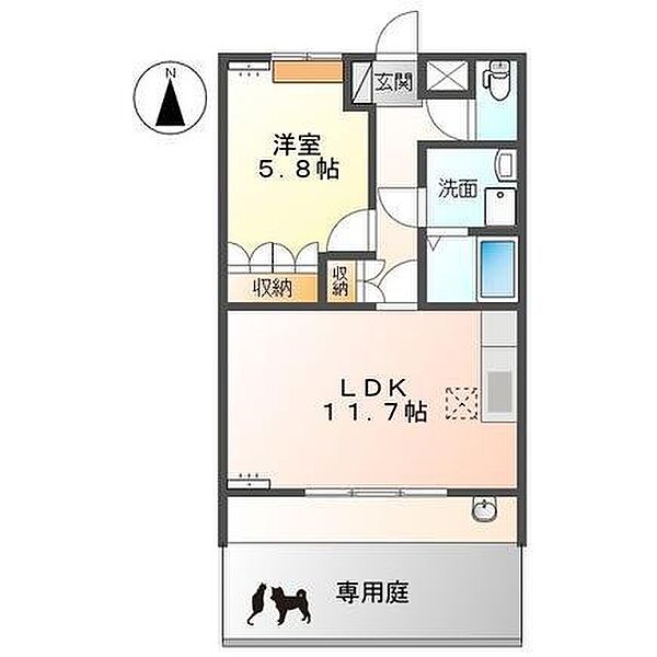 プロニティＦｕｊｉｍｉ 105｜栃木県足利市富士見町(賃貸アパート1LDK・1階・44.55㎡)の写真 その2