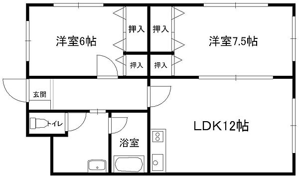 クレインヒルズマンション 102｜栃木県足利市鹿島町(賃貸マンション2LDK・1階・57.75㎡)の写真 その2