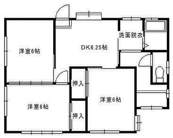 松ノ木アパートA A5｜栃木県足利市今福町(賃貸一戸建3DK・--・54.65㎡)の写真 その2