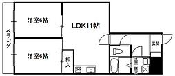 セントラルハイツ306 3階2LDKの間取り