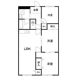 ズイコーハイツPART2 2階3LDKの間取り