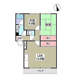 ヴィレッジ助戸 2階2LDKの間取り