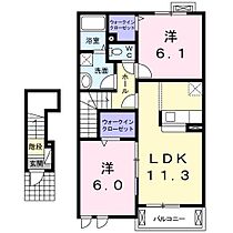 エスペランサＢ 202 ｜ 栃木県足利市葉鹿町（賃貸アパート2LDK・2階・57.58㎡） その2