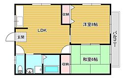 ヴィラ・ハクセキ 2LDKの間取図画像