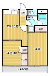 ジュンハイツ2 2LDKの間取図画像