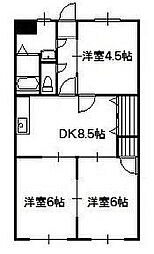 シオンレジデンス 3DKの間取図画像