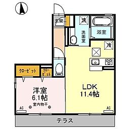 ラディアクレイドル 1LDKの間取図画像